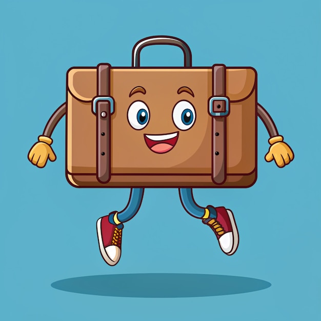 Floating Suitcase Cartoon Vector Icon Illustration Business Object Flat Cartoon Conce