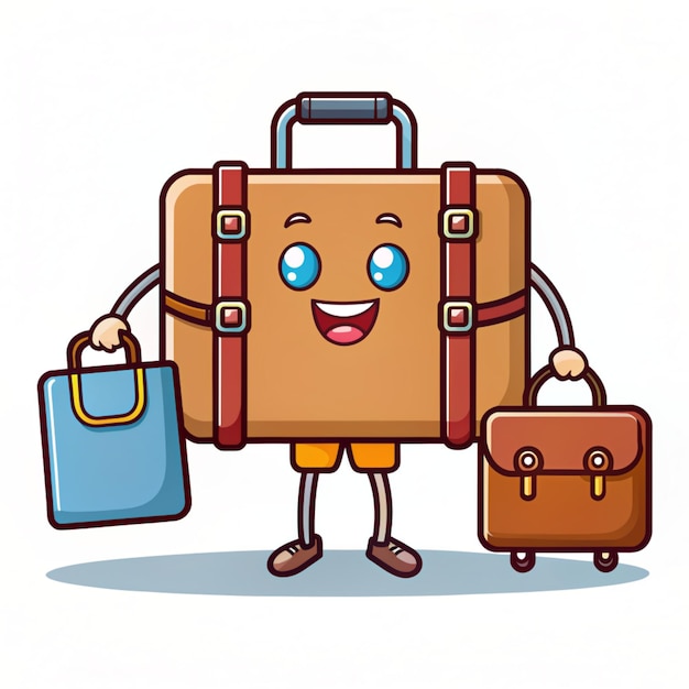 Photo floating suitcase cartoon vector icon illustration business object flat cartoon concept