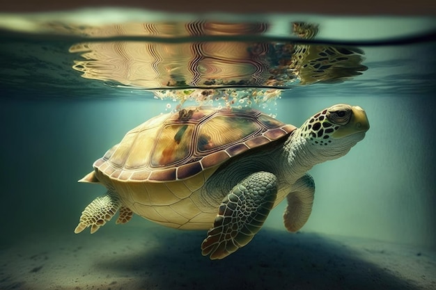 Floating Turtle with Lovely Shell