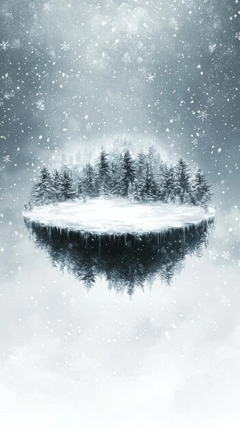 Photo floating winter forest island