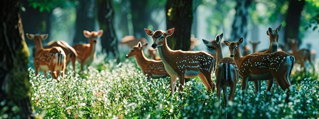 Photo a flock of deer in the wild selective focus