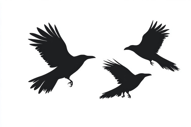 Photo flock of flying crows a transparent background with isolated cutout objects