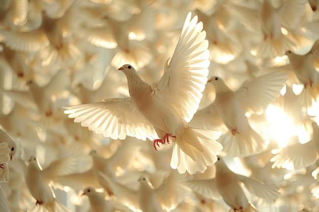 A Flock of Pigeons in Flight