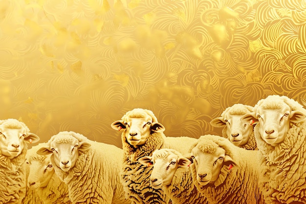 Flock of sheep illustration Arabic Eid Mubarak Background