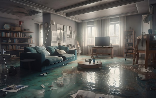 Flooded Flat Interior Generative AI