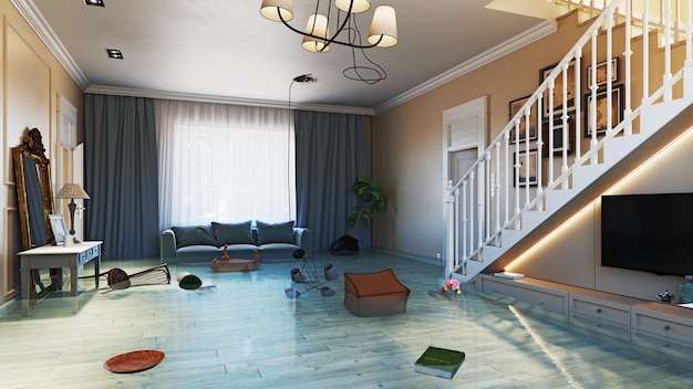 Flooded Floor In the living room