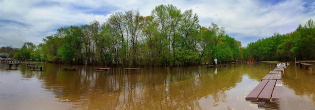 Flooded market after being washed away by flooding