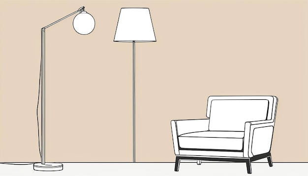 Photo a floor lamp with a white lamp on it and a white lamp on the wall