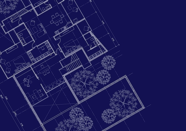 Photo floor plan designed building on the drawing