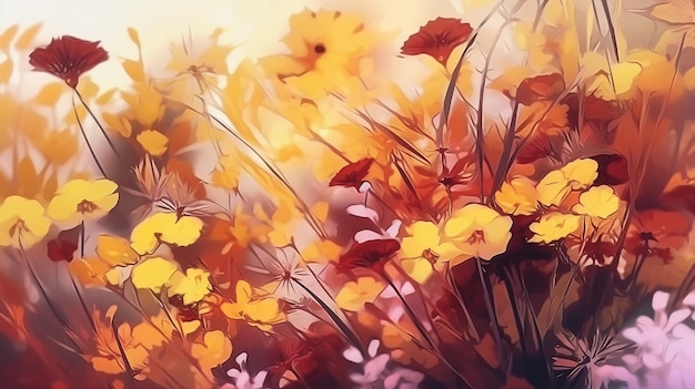 Floral abstract background a mixture of yellow and broken white Generative AI