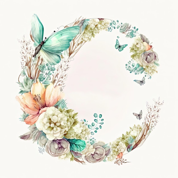 Floral alphabet letter C for your nature themed projects generative ai