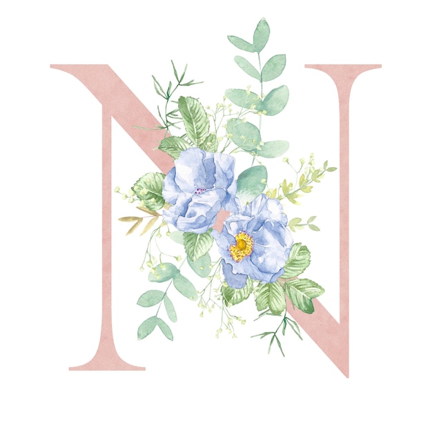 Photo floral alphabet letter a the letters of the alphabet are pink and decorated with watercolor roses