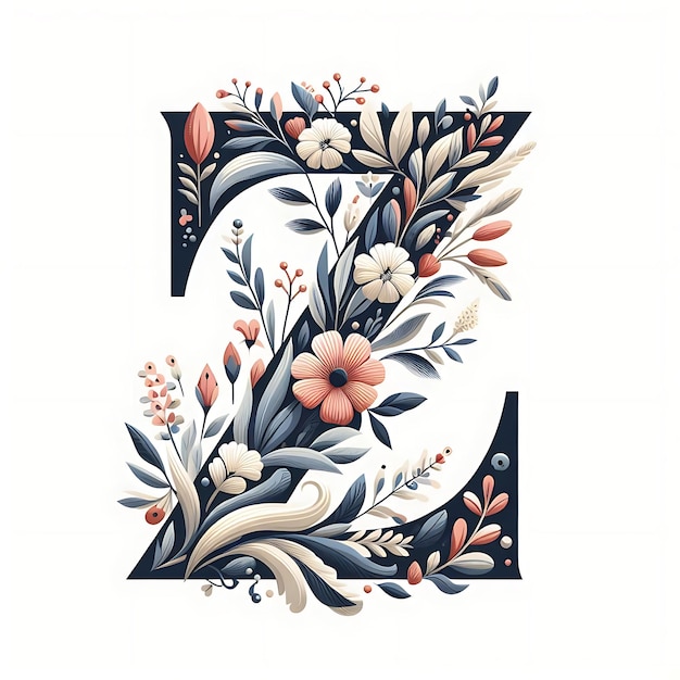 Photo floral alphabet z with a solid white background