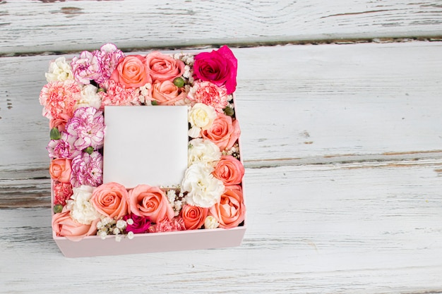 Floral arrangement with macarons and jewelry box