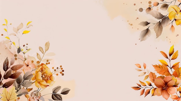 Floral Autumn Delight Leaves and Flowers Background