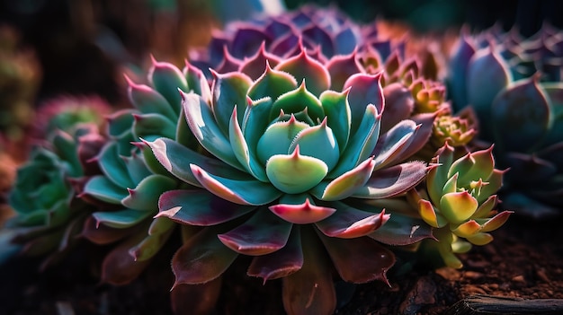 Floral background psychedelic succulent plant AI generated