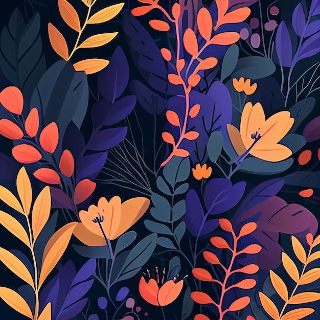 Floral background template in a flat style Generative AI