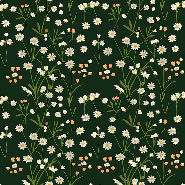 Floral background Various flowers and leaves illustration Generative Ai