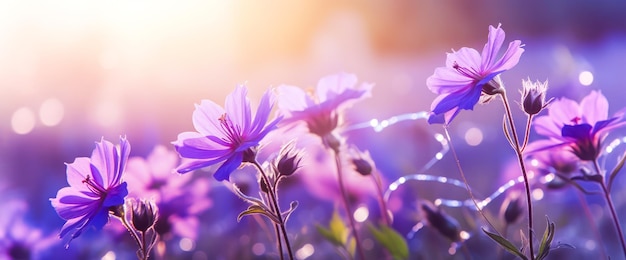 Floral background with blur and bokeh in sunbeams Summer joyful look