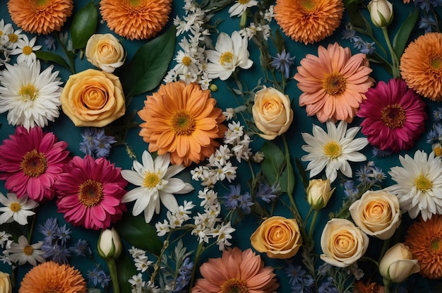 Floral background with different types