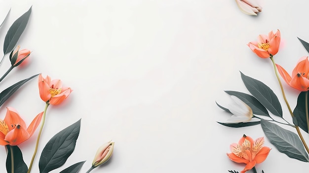 Floral background with a leaves and copy spaces Generations AI illustration