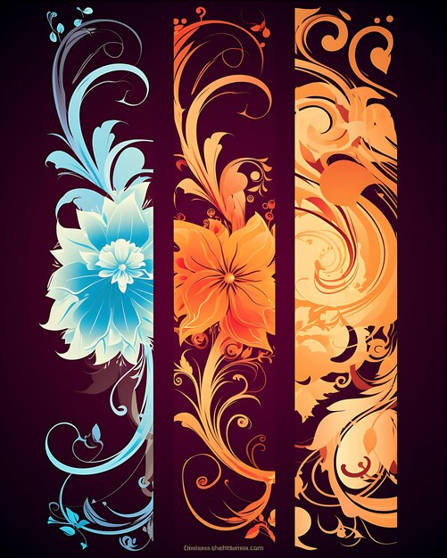 Floral Banners Sleek Design Set