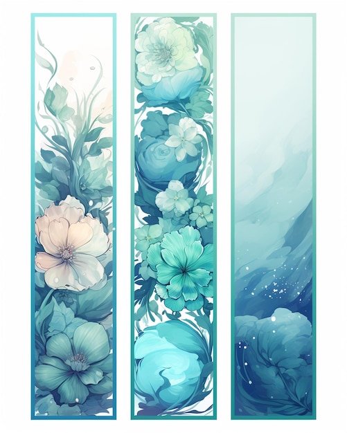 Photo floral banners with blue and green design