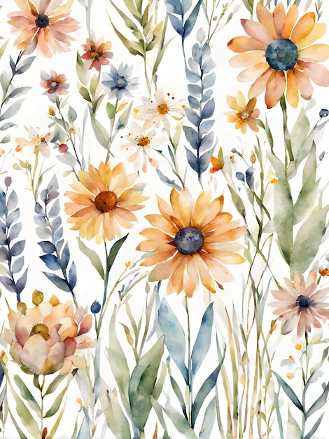 floral boho watercolor art