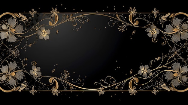 Floral border frame card template multicolor flowers leaves for banner with dark background