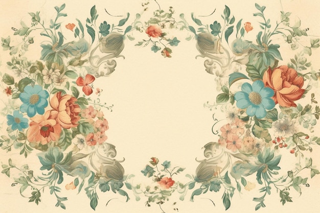 A floral border with a flower in the middle.