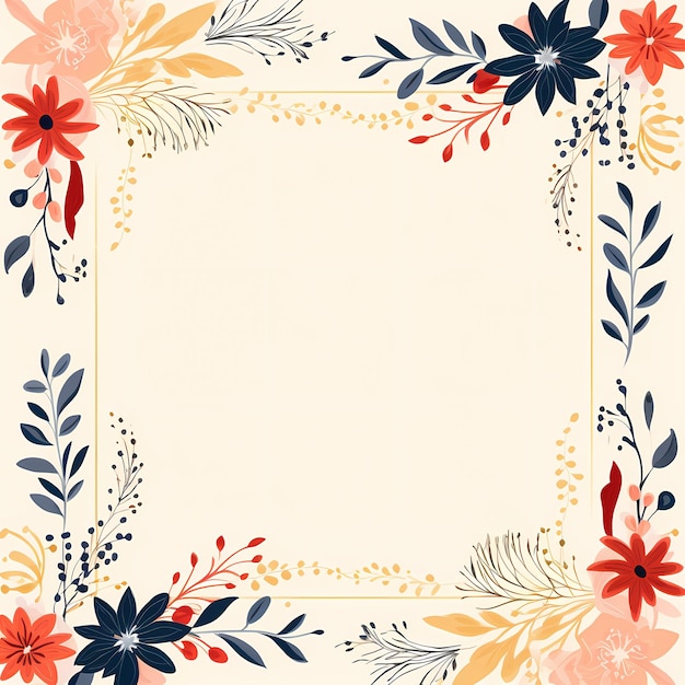 a floral border with flowers and a place for text in the center.