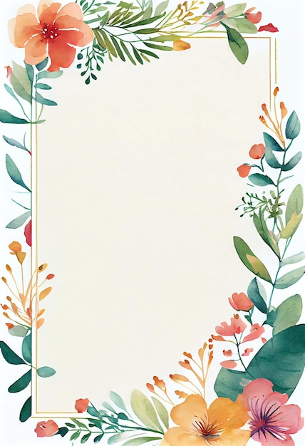 A floral border with a green border and a blue background.