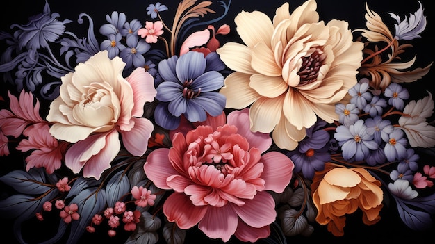 Floral Bouquet on a Dark Background