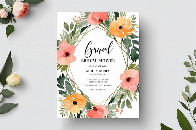 Photo floral bridal shower invitation template