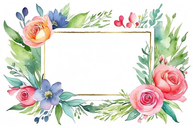 Floral card Watercolor template for wedding invitations posters valentines day easter birthday