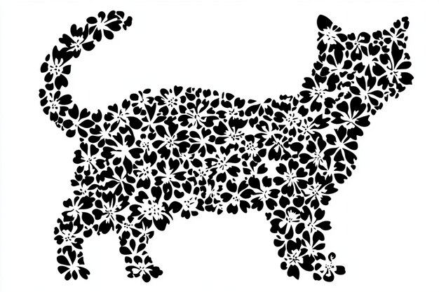 Photo floral cat silhouette