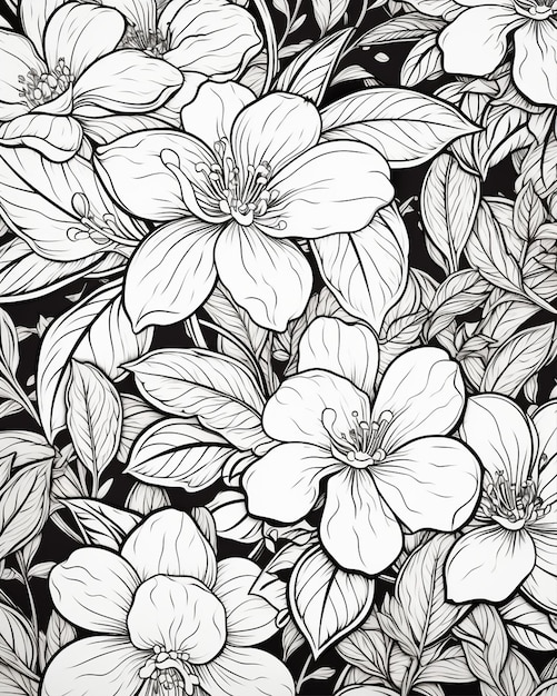 Floral Coloring Page for Adults