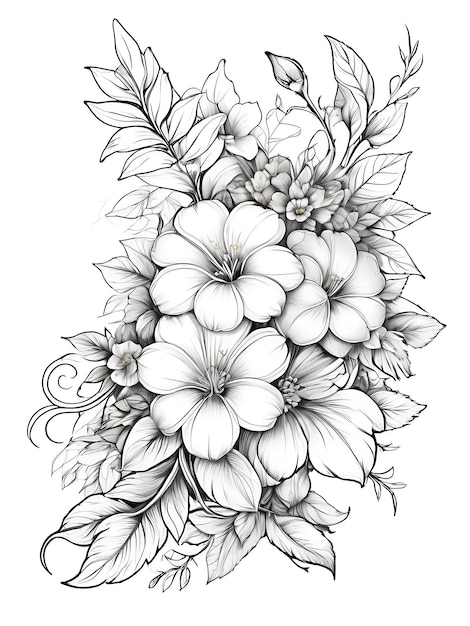 Floral Corner Border hand drawing and sketch smoothly outline shape coloring page ai generated