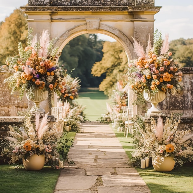 Floral decoration wedding decor and autumn holiday celebration autumnal flowers and event decorations in the English countryside garden country style idea