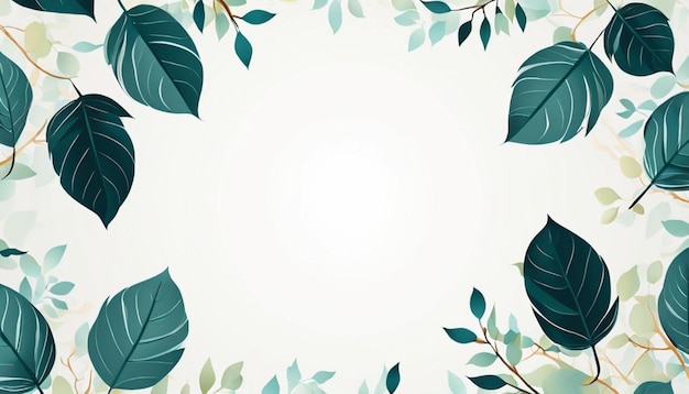 Photo a floral design with blue leaves and a circle of flowers