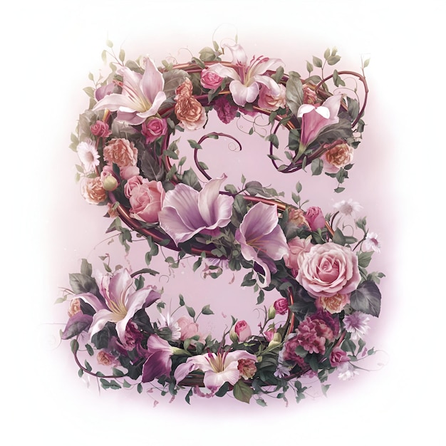 a floral design with the letter s on it