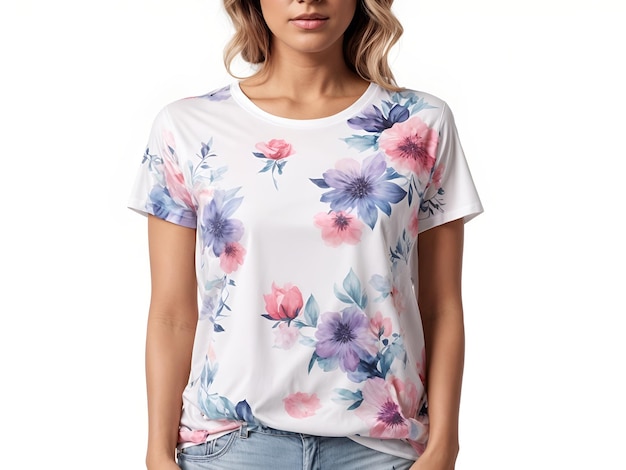 Photo floral elegance female tshirt mockup