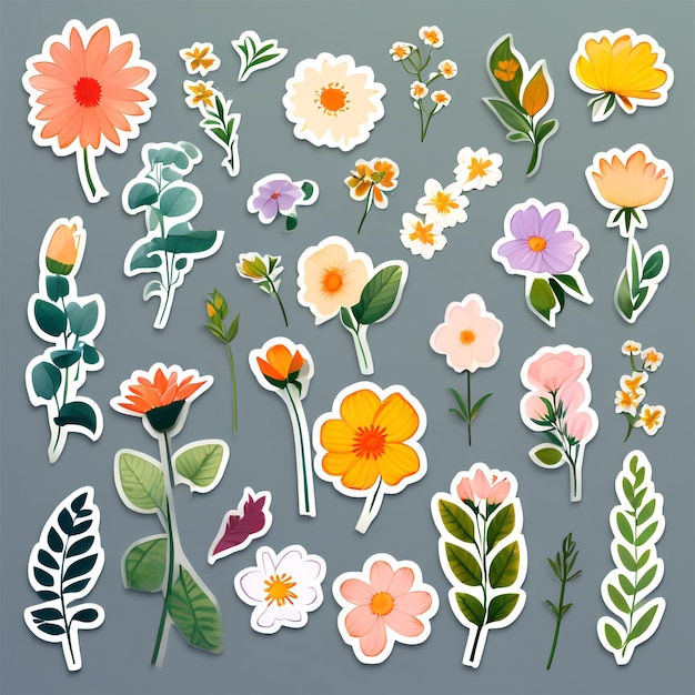 Floral Elements Stickers Sheet