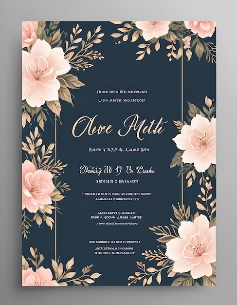 Floral engagement invitation template