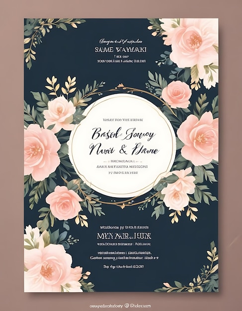 Floral engagement invitation template