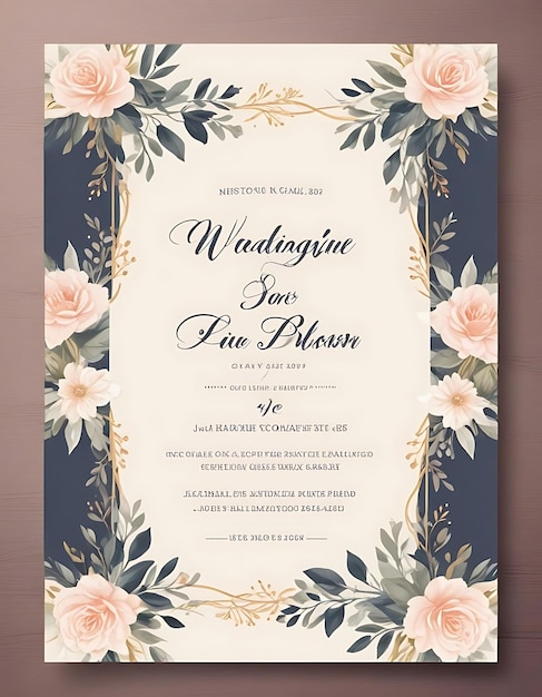 Floral engagement invitation template