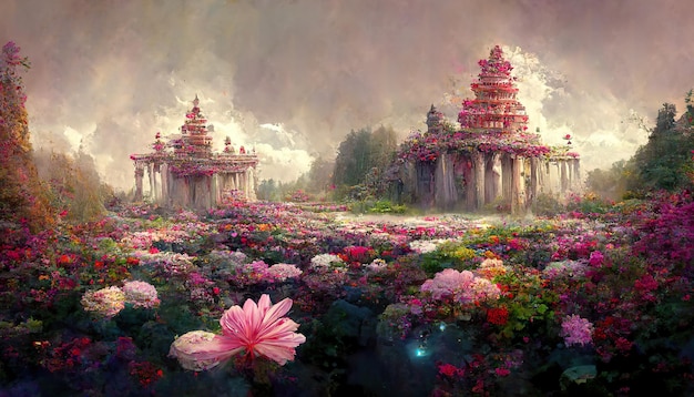 Floral fantasy concept art illustration