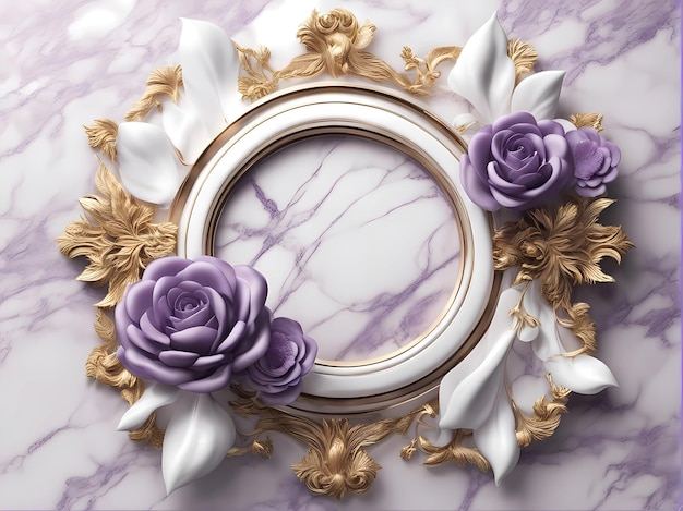 Floral Frame Wall white and gold purple