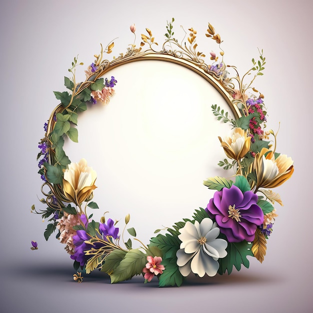 Floral frame for wedding decoration wedding card Illustration AI Generative