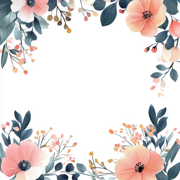 a floral frame with flowers and leaves on it